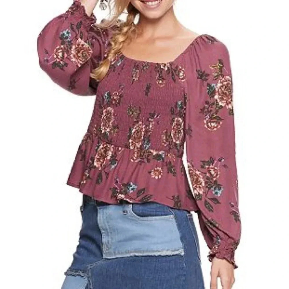 NWT American Rag Square Neck Smocked Top Medium